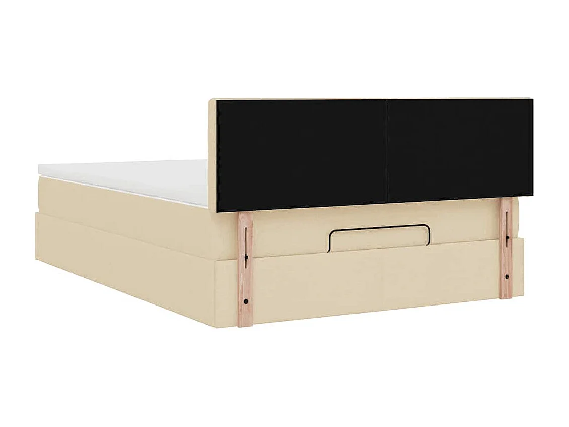 Cadre de lit ottoman avec matelas crème 140x200 cm tissu