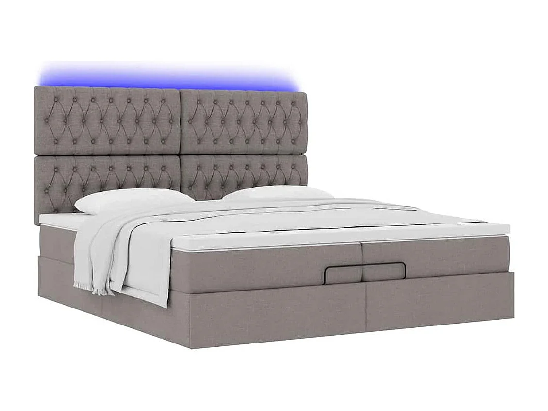 Cadre de lit ottoman avec matelas taupe 200x200cm tissu