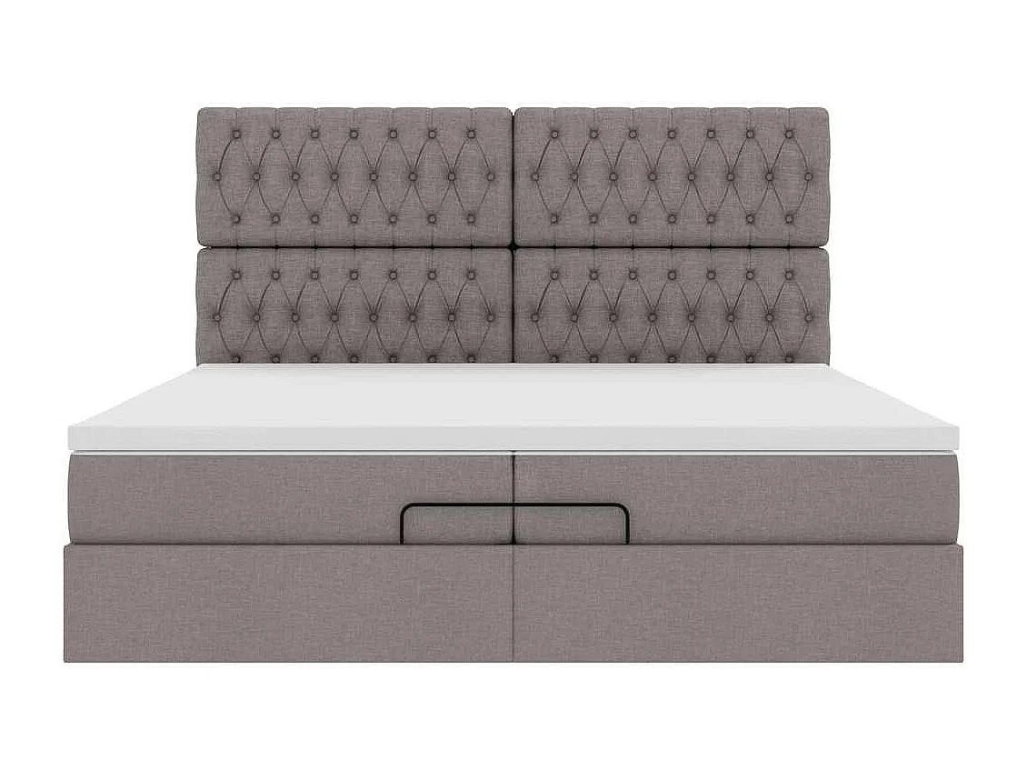 Cadre de lit ottoman avec matelas taupe 200x200cm tissu