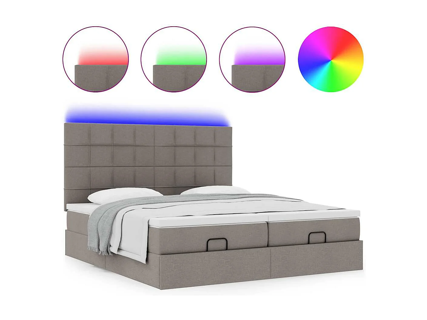 Cadre de lit ottoman avec matelas taupe 200x200cm tissu