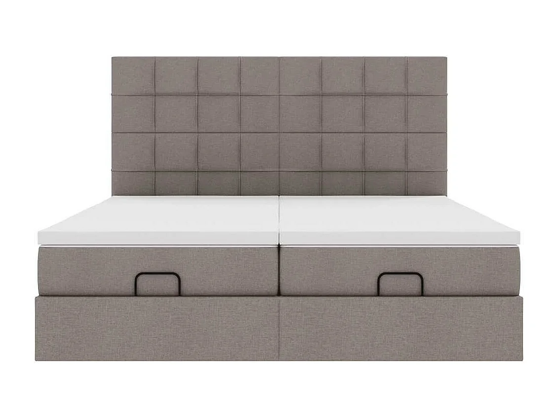 Cadre de lit ottoman avec matelas taupe 200x200cm tissu