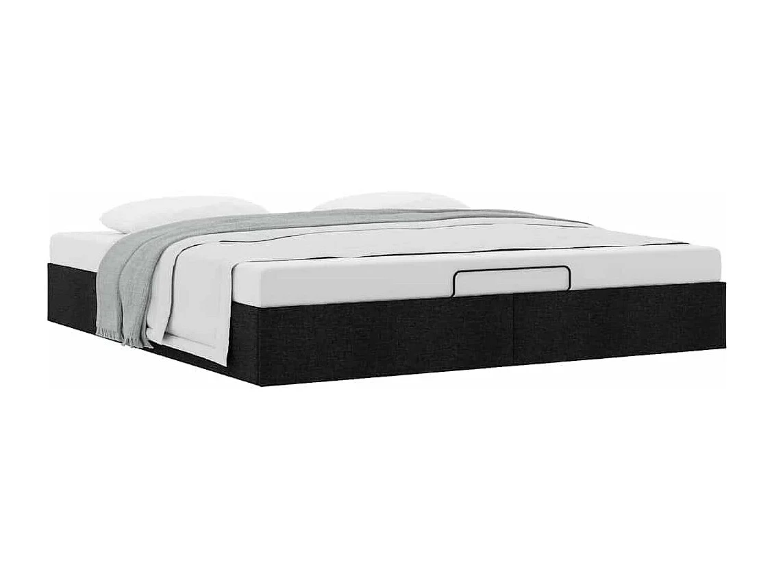 Cadre de lit ottoman sans matelas noir 160x200 cm tissu