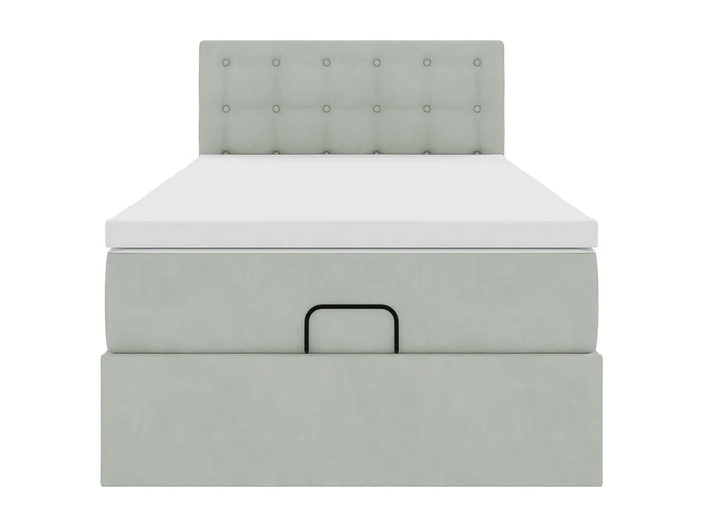 Estructura cama otomana colchón terciopelo gris claro 90x190cm