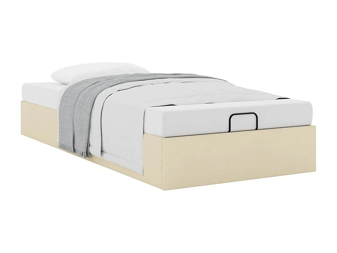 Cadre de lit ottoman sans matelas crème 80x200 cm tissu