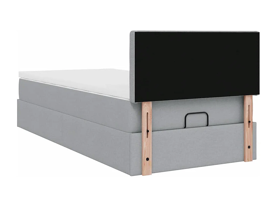 Lit ottoman avec matelas gris clair 90x200 cm tissu