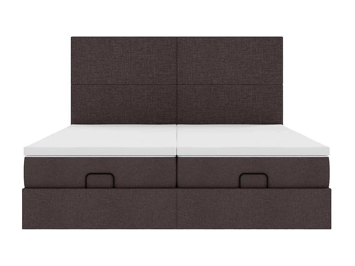 Cadre de lit ottoman avec matelas marron foncé 200x200 cm tissu