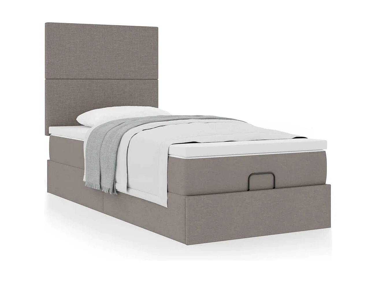 Cadre de lit ottoman avec matelas taupe 90x200 cm tissu