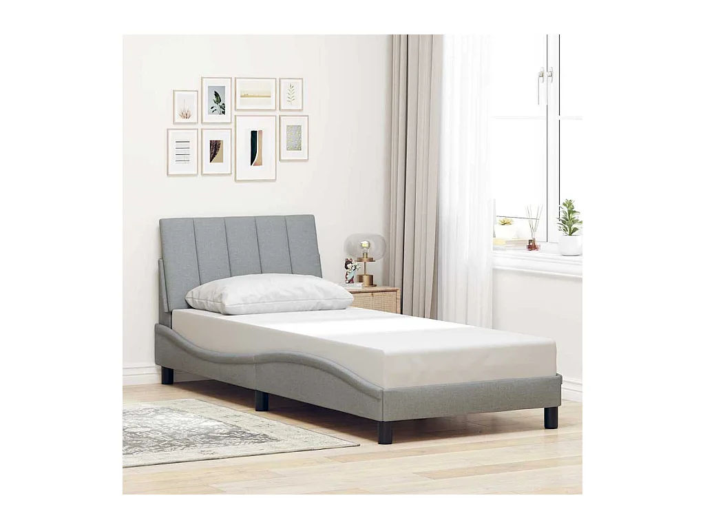 Estructura de cama sin colchón tela gris claro 80x200 cm