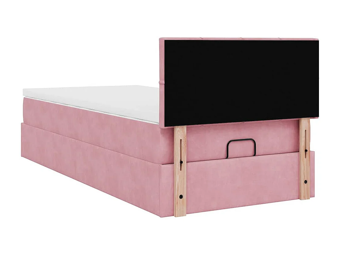 Cadre de lit ottoman avec matelas rose 80x200 cm velours