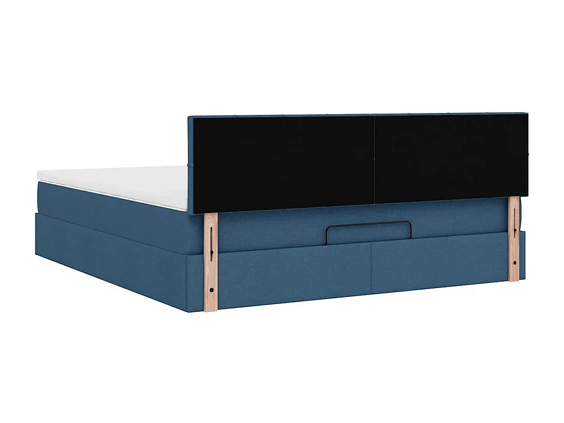 Cadre de lit ottoman avec matelas bleu 160x200 cm tissu