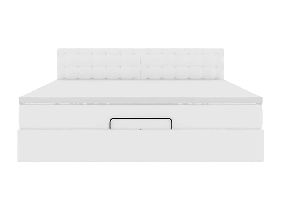 Cadre de lit ottoman avec matelas blanc 160x200 cm similicuir