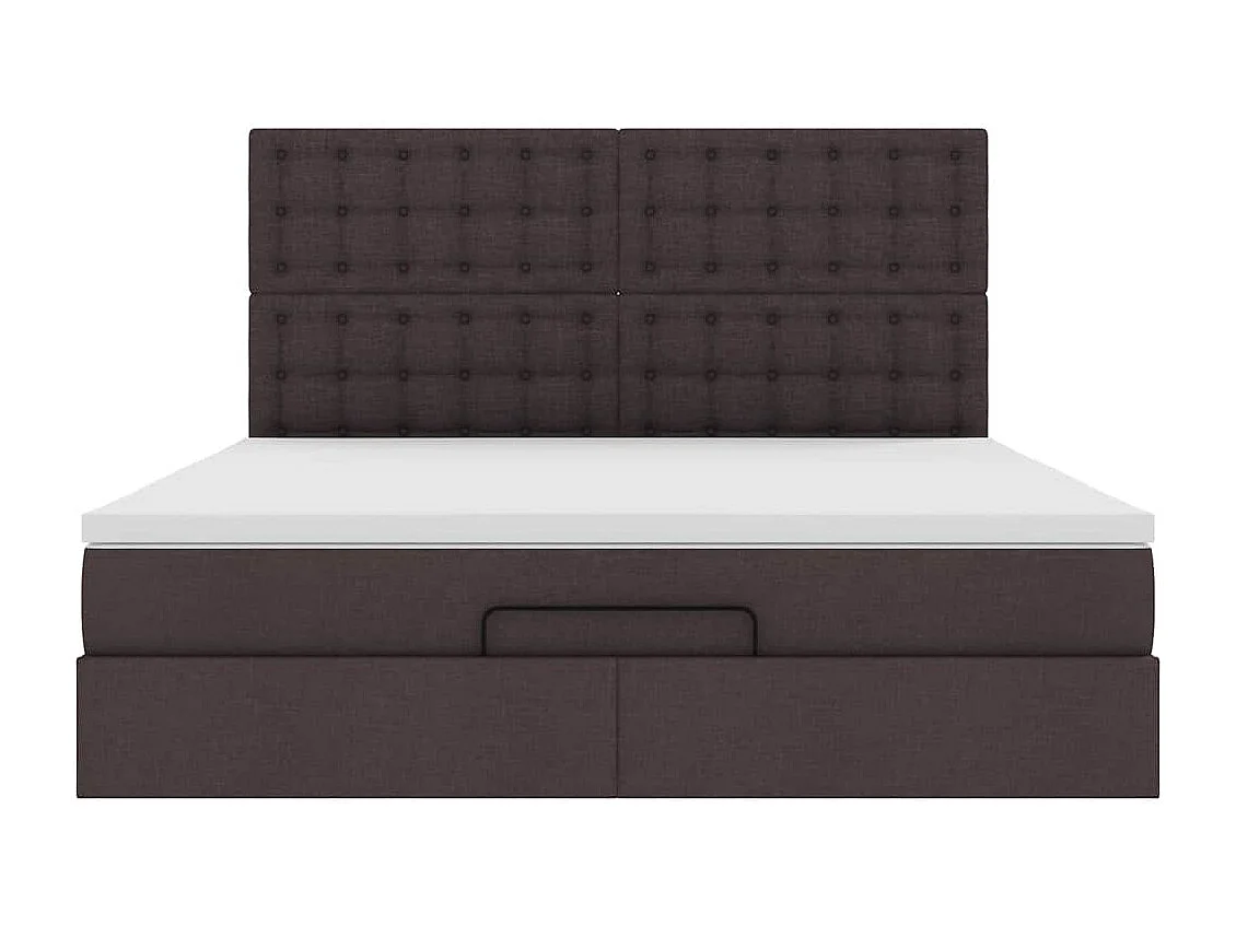 Cadre de lit ottoman avec matelas marron foncé 160x200 cm tissu