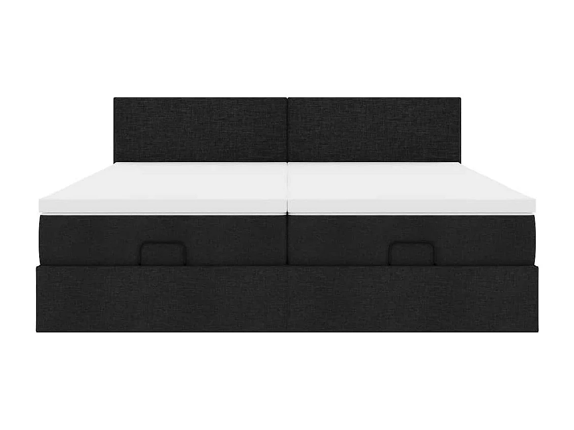 Cadre de lit ottoman avec matelas noir 160x200 cm tissu