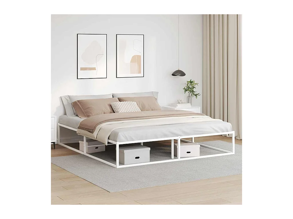 Cadre de lit sans matelas blanc 180x200 cm métal