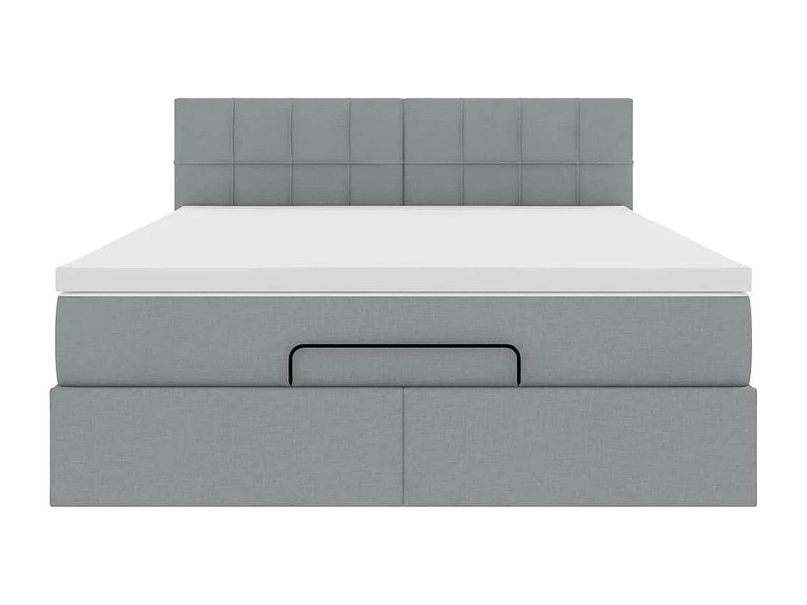 Cadre de lit ottoman et matelas gris clair 140x200 cm tissu