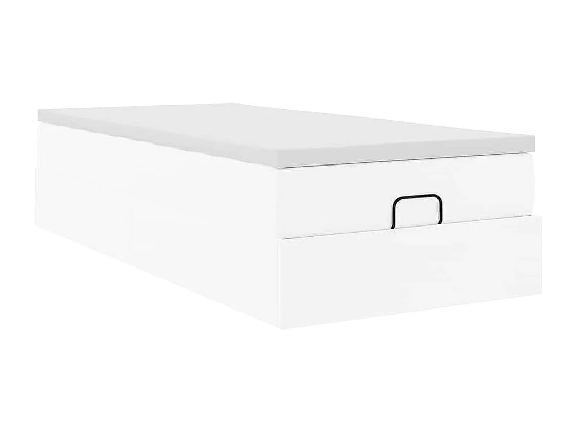 Cadre de lit ottoman avec matelas blanc 90x200 cm similicuir