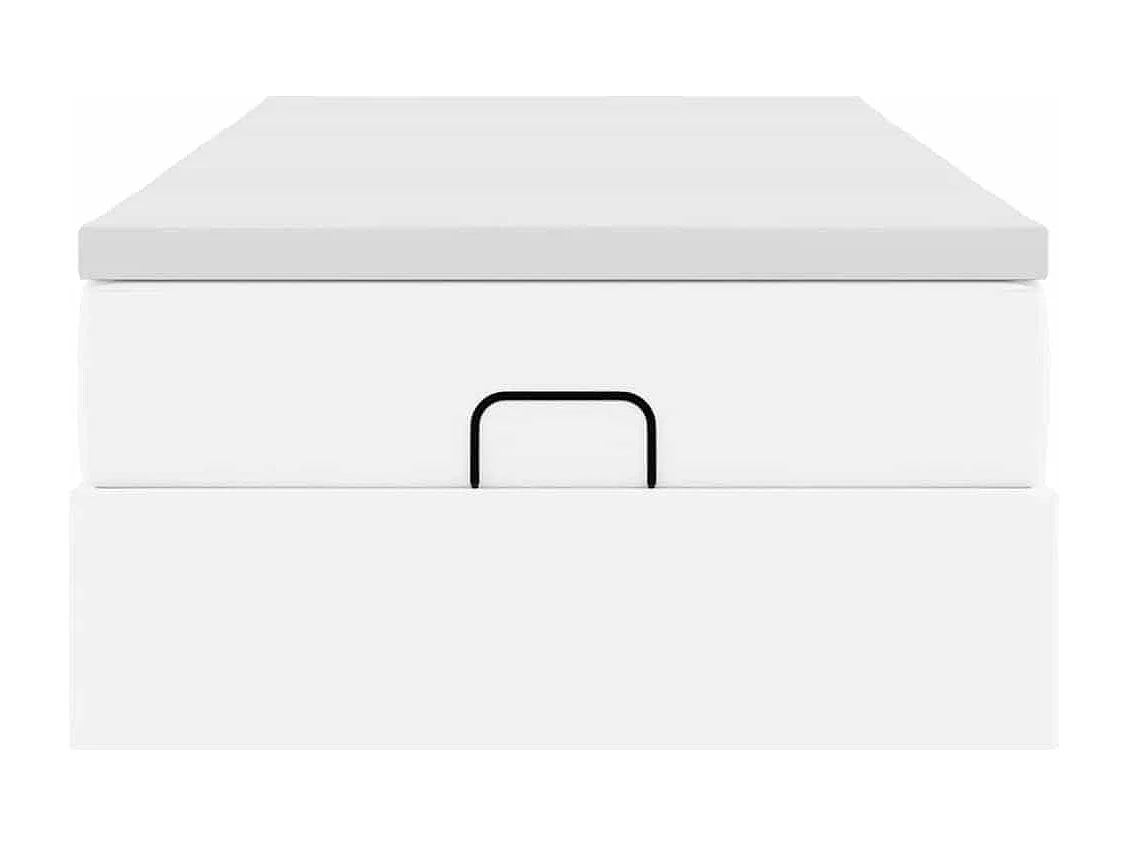 Cadre de lit ottoman avec matelas blanc 90x200 cm similicuir