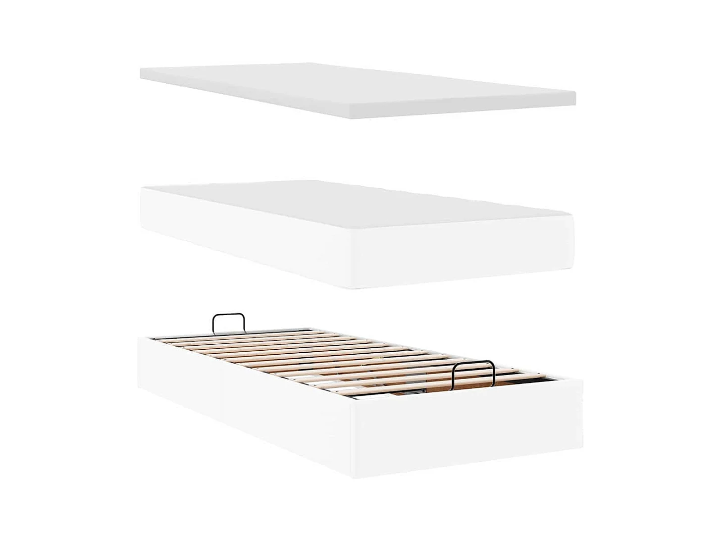 Cadre de lit ottoman avec matelas blanc 90x200 cm similicuir