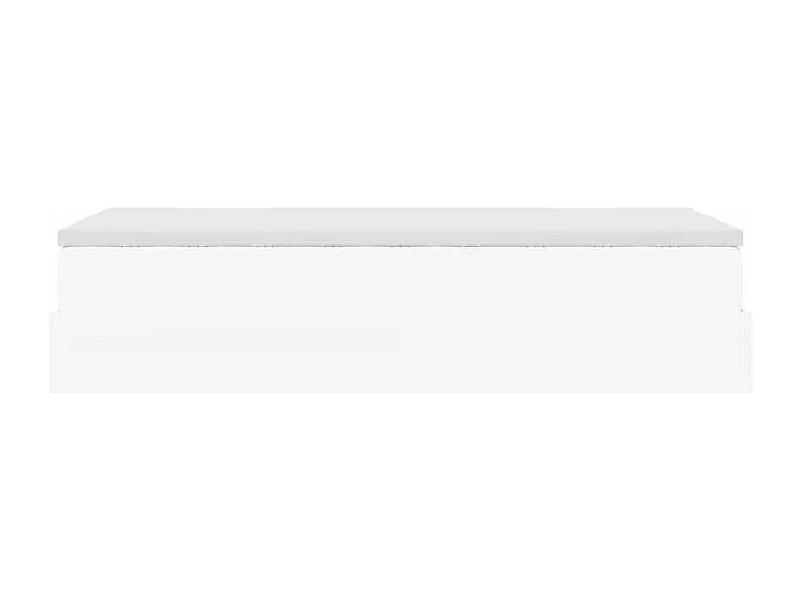 Cadre de lit ottoman avec matelas blanc 90x200 cm similicuir