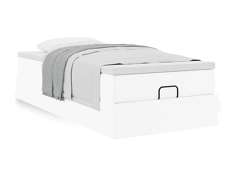 Cadre de lit ottoman avec matelas blanc 90x200 cm similicuir