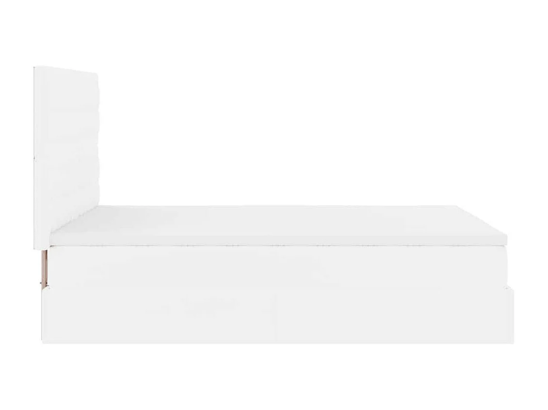 Cadre de lit ottoman avec matelas blanc 140x190 cm similicuir