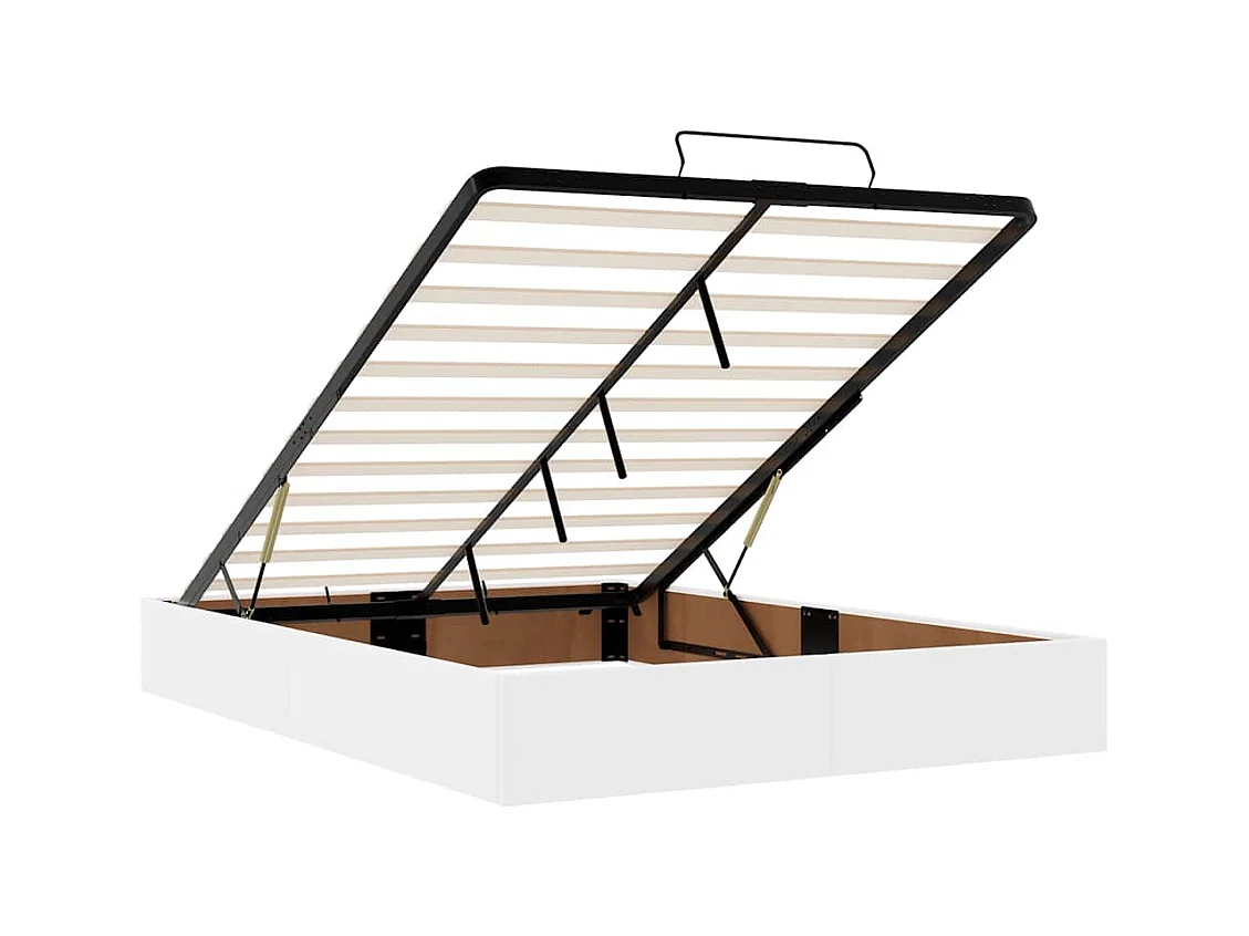 Cadre de lit ottoman avec matelas blanc 140x190 cm similicuir