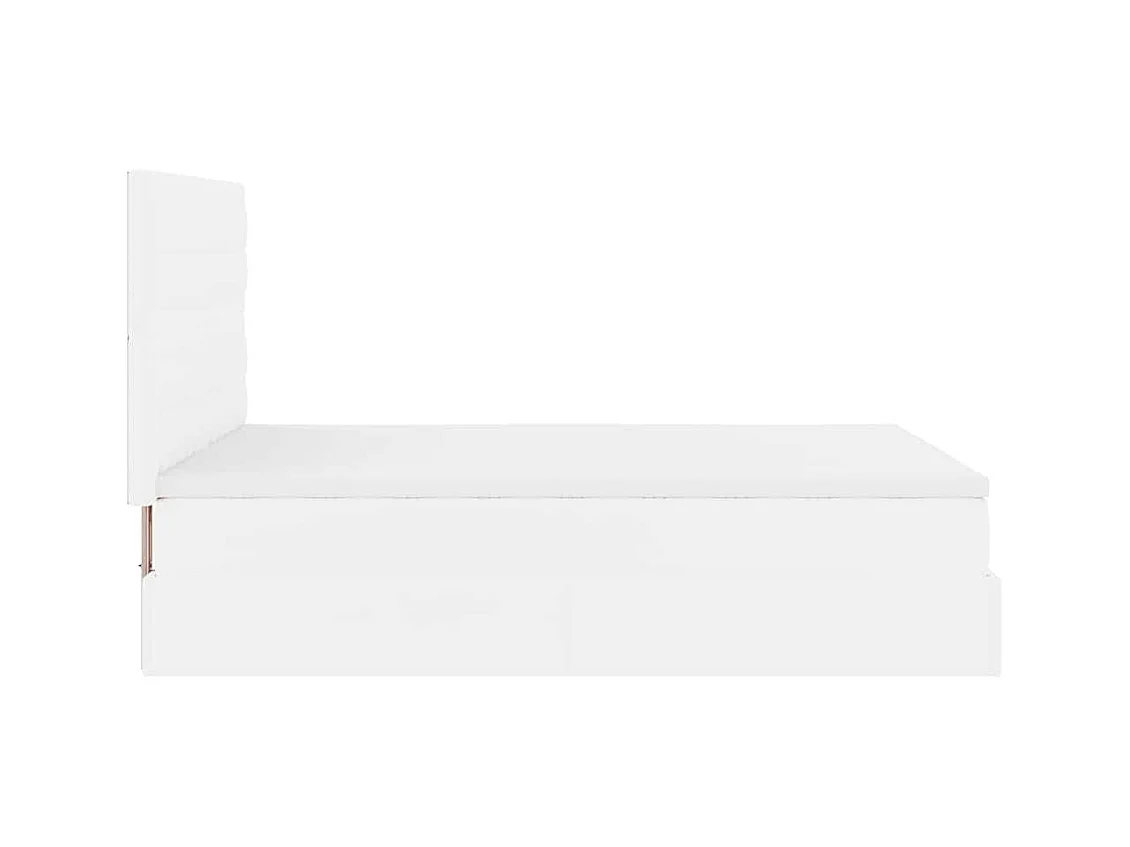 Cadre de lit ottoman avec matelas blanc 140x190 cm similicuir