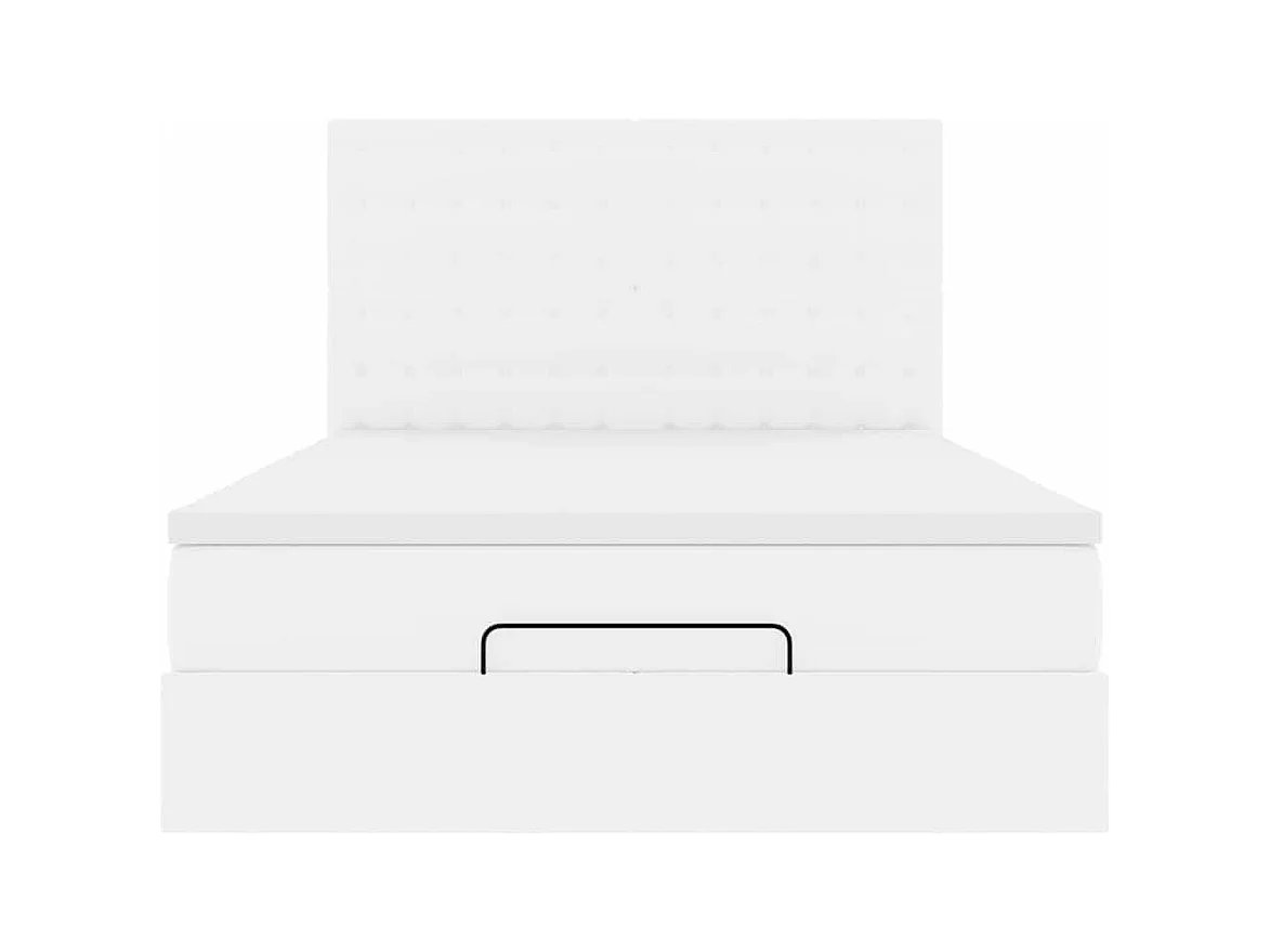 Cadre de lit ottoman avec matelas blanc 140x190 cm similicuir
