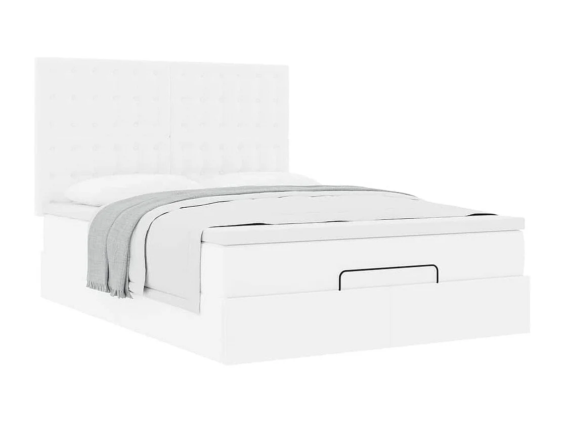 Estrutura de cama otomana com colchão 140x190 cm branca