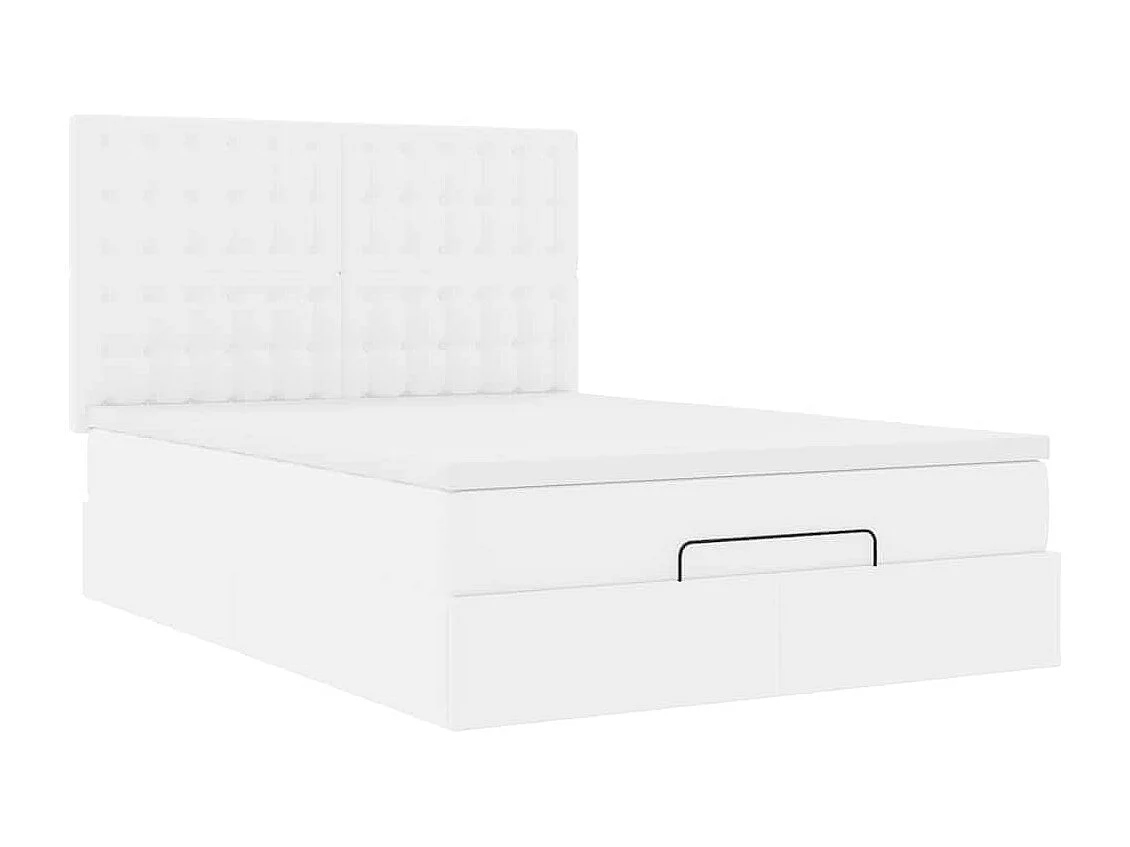 Estrutura de cama otomana com colchão 140x190 cm branca