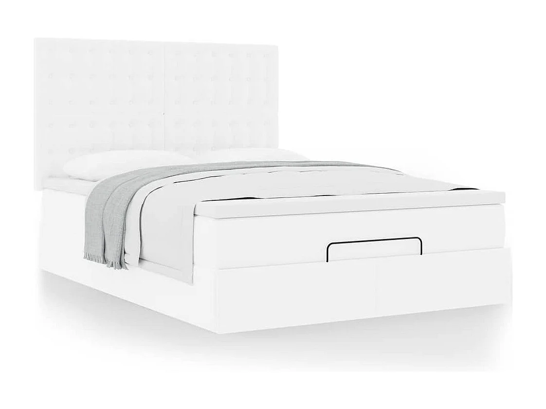 Estrutura de cama otomana com colchão 140x190 cm branca