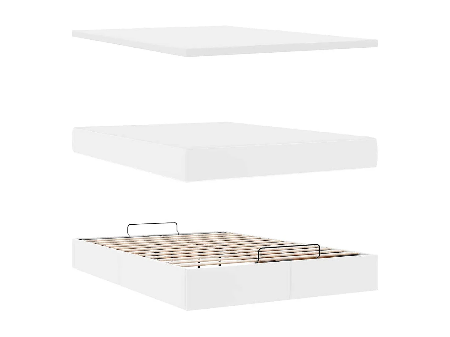Estrutura de cama otomana com colchão 140x190 cm branca