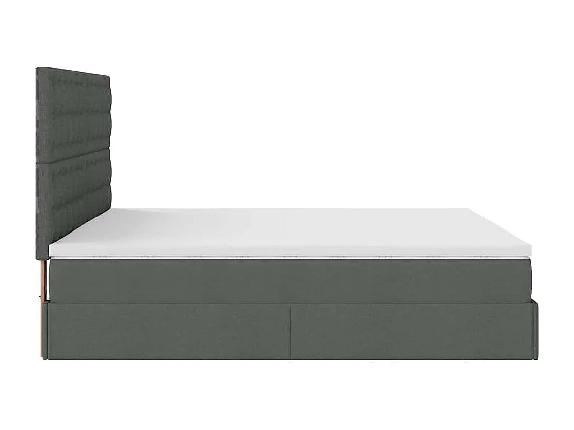 Cadre de lit ottoman avec matelas gris foncé 160x200cm tissu