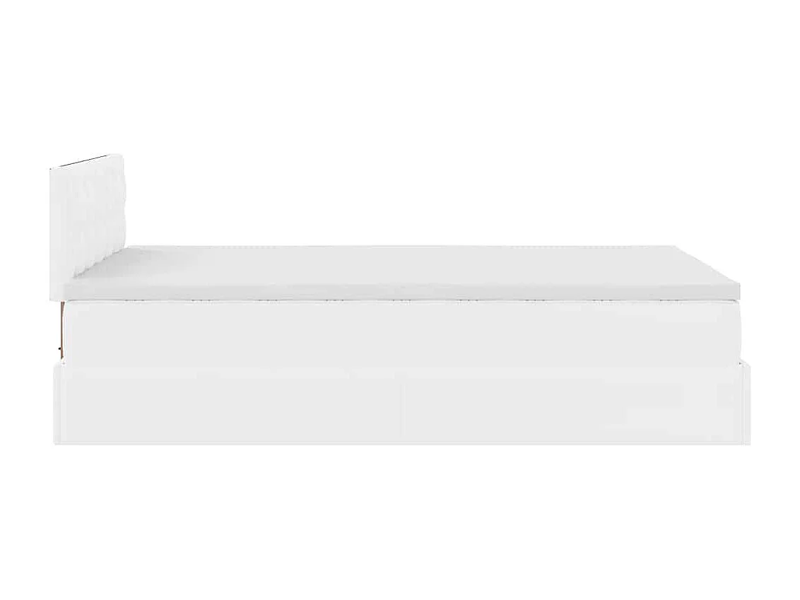 Estructura cama otomana colchón cuero sintético blanco