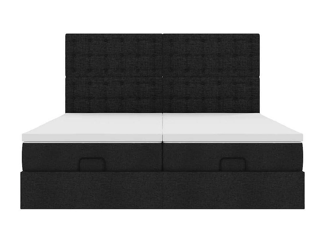 Cadre de lit ottoman avec matelas noir 160x200 cm tissu