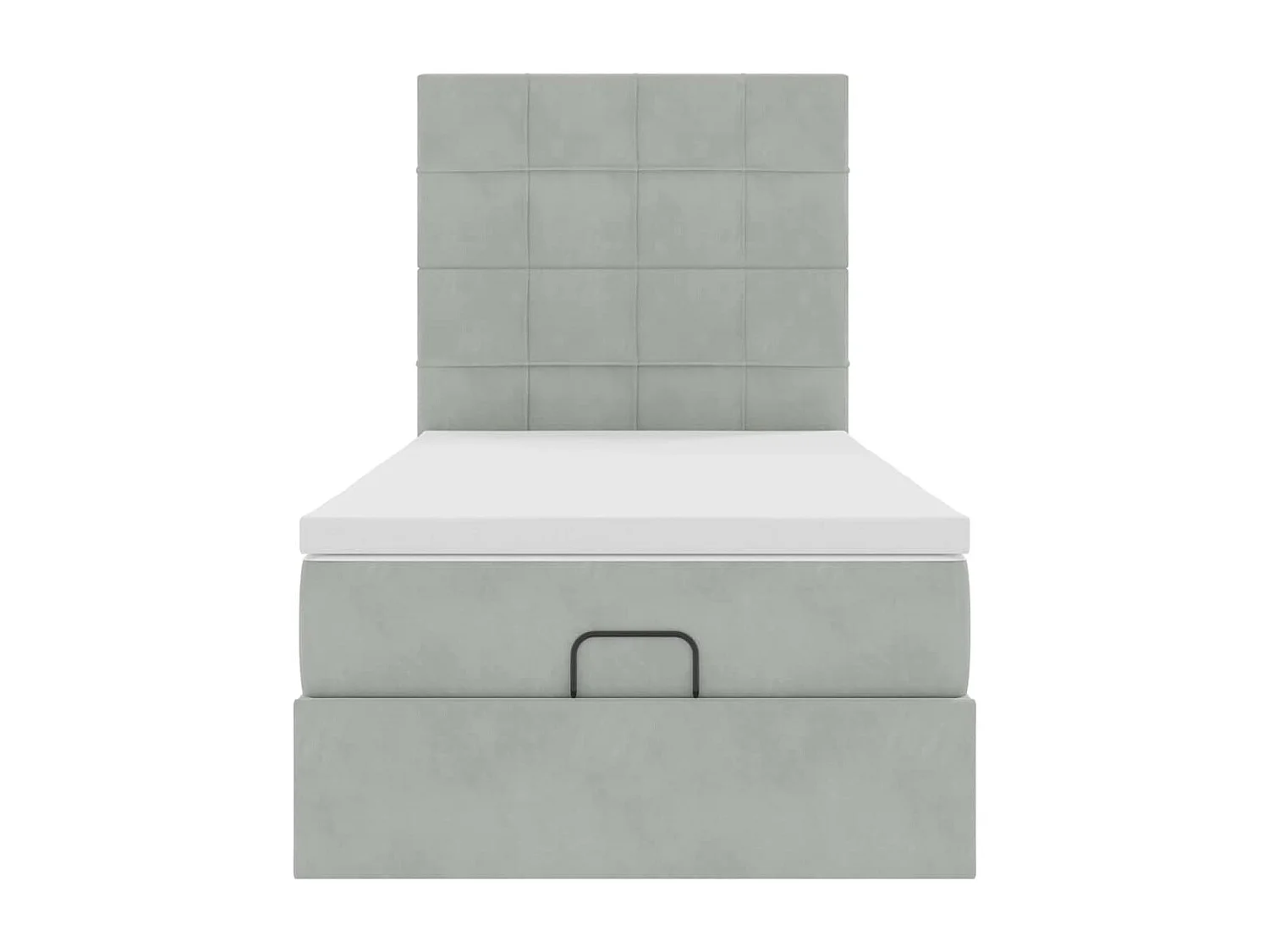 Cadre de lit ottoman avec matelas gris clair 80x200 cm velours