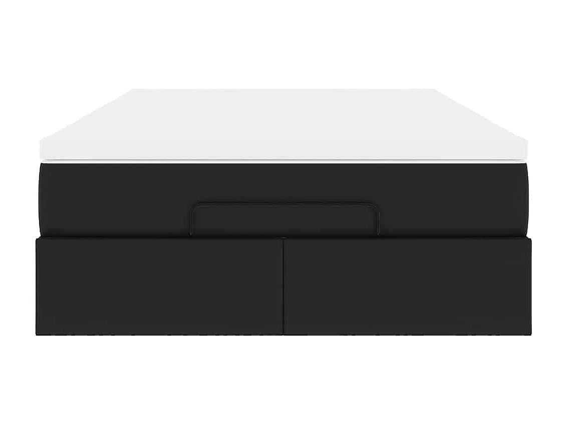 Cadre de lit ottoman avec matelas noir 160x200 cm similicuir