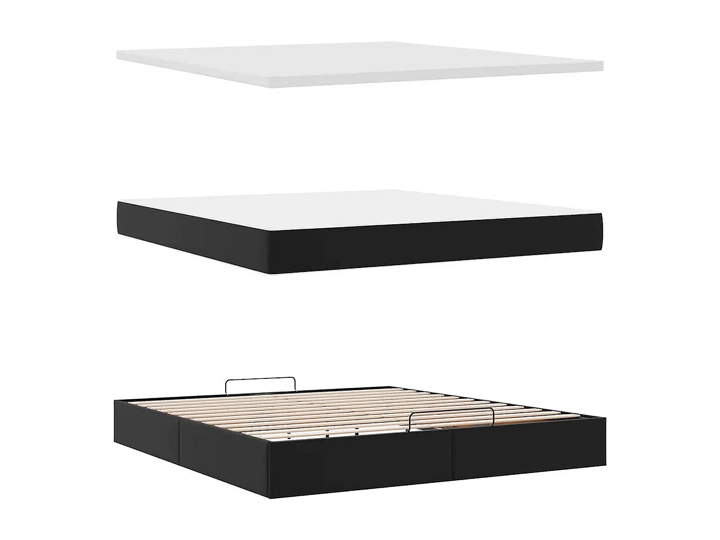 Cadre de lit ottoman avec matelas noir 160x200 cm similicuir
