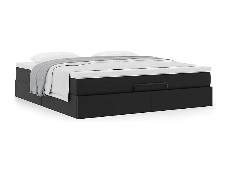 Cadre de lit ottoman avec matelas noir 160x200 cm similicuir
