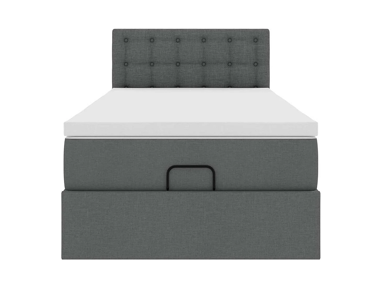 Cadre de lit ottoman avec matelas gris foncé 100x200 cm tissu