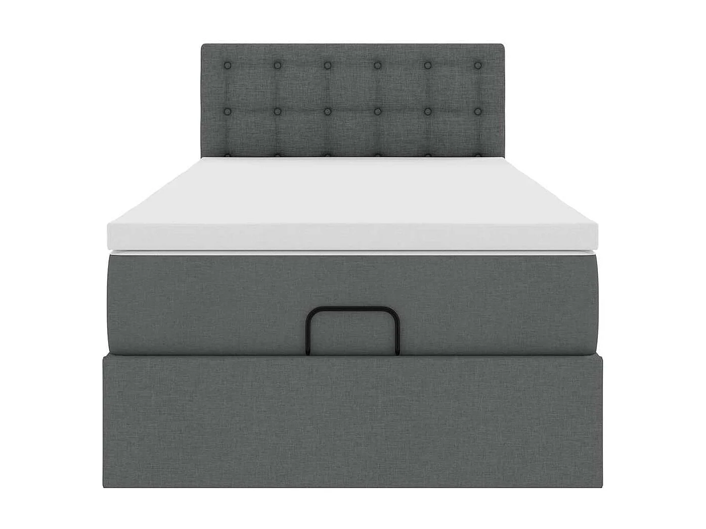 Cadre de lit ottoman avec matelas gris foncé 100x200 cm tissu