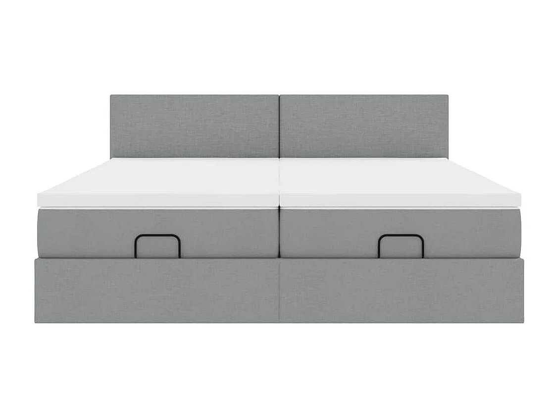 Cadre de lit ottoman et matelas gris clair 160x200cm tissu