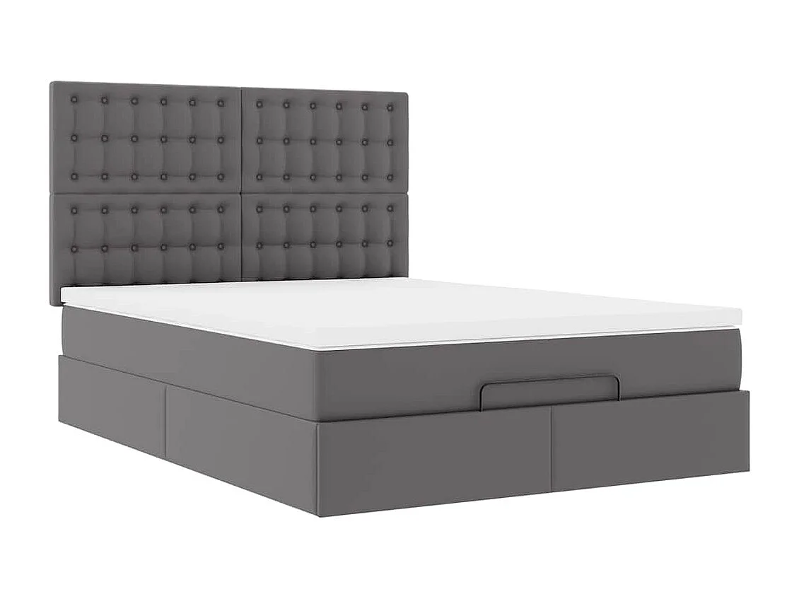 Ottoman bed met matras 140x200cm kunstleer grijs