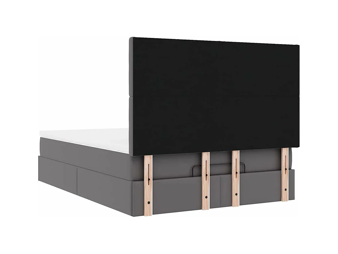 Cadre de lit ottoman avec matelas gris 140x200 cm similicuir