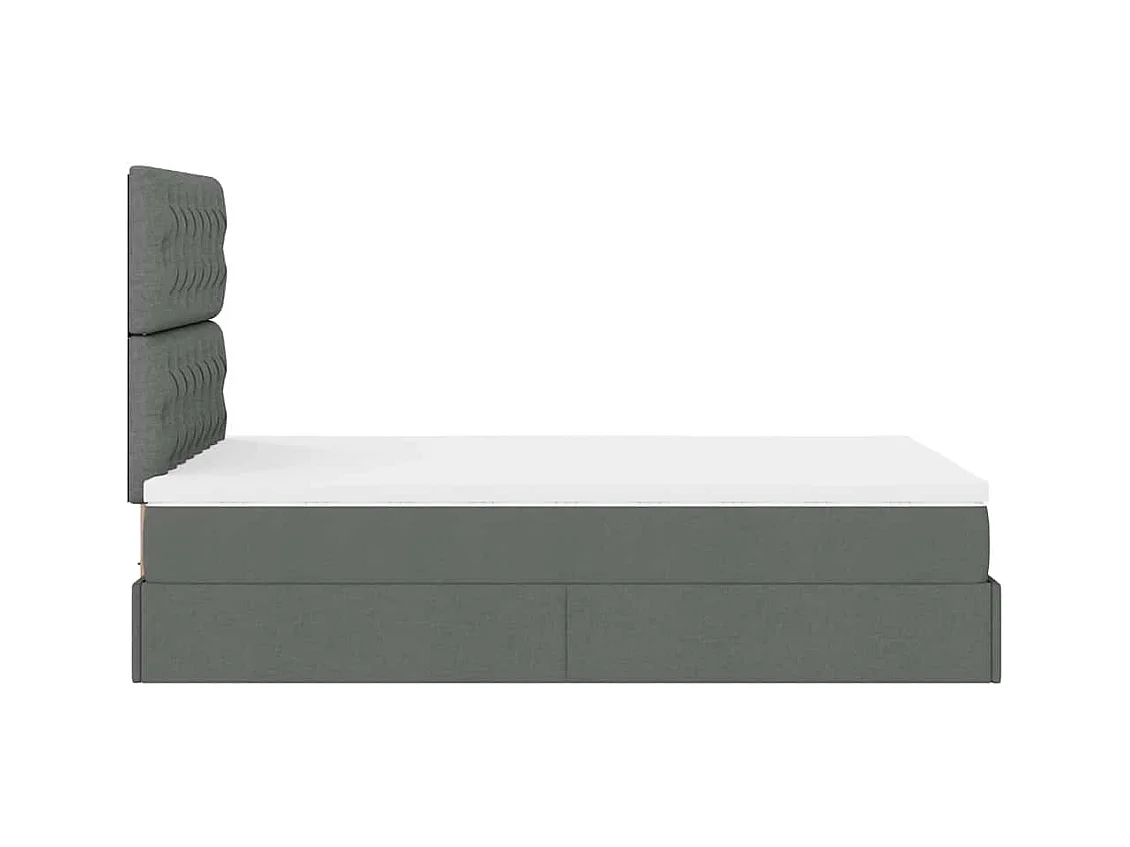 Cadre de lit ottoman avec matelas gris foncé 120x200cm tissu
