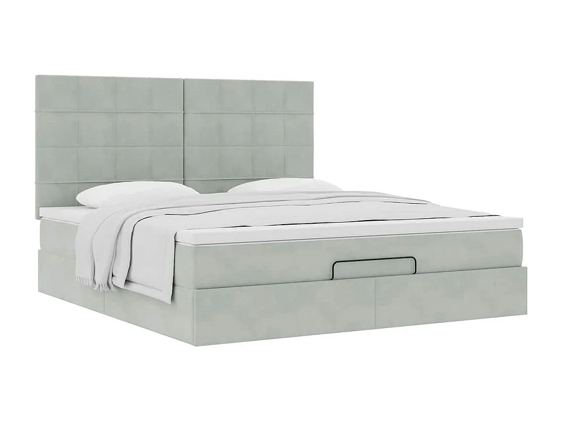 Ottoman bed met matrassen 180x200cm fluweel lichtgrijs