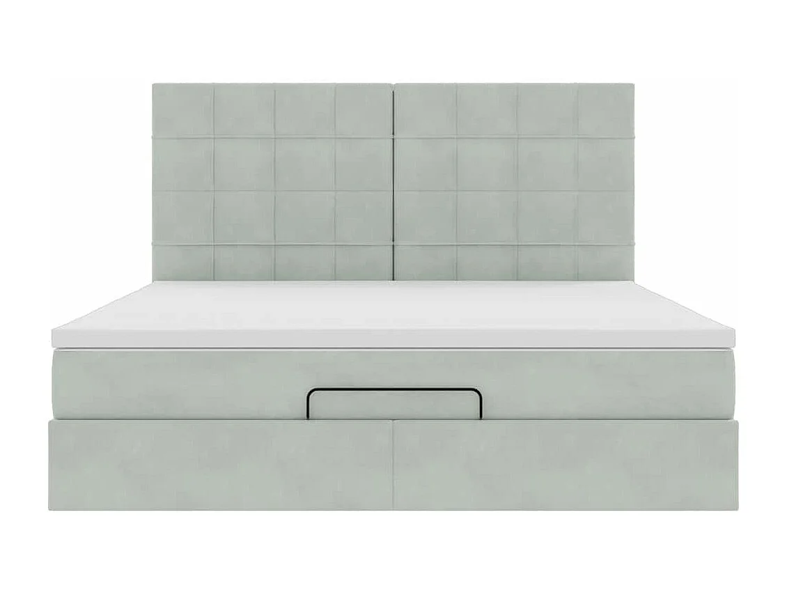 Ottoman bed met matrassen 180x200cm fluweel lichtgrijs