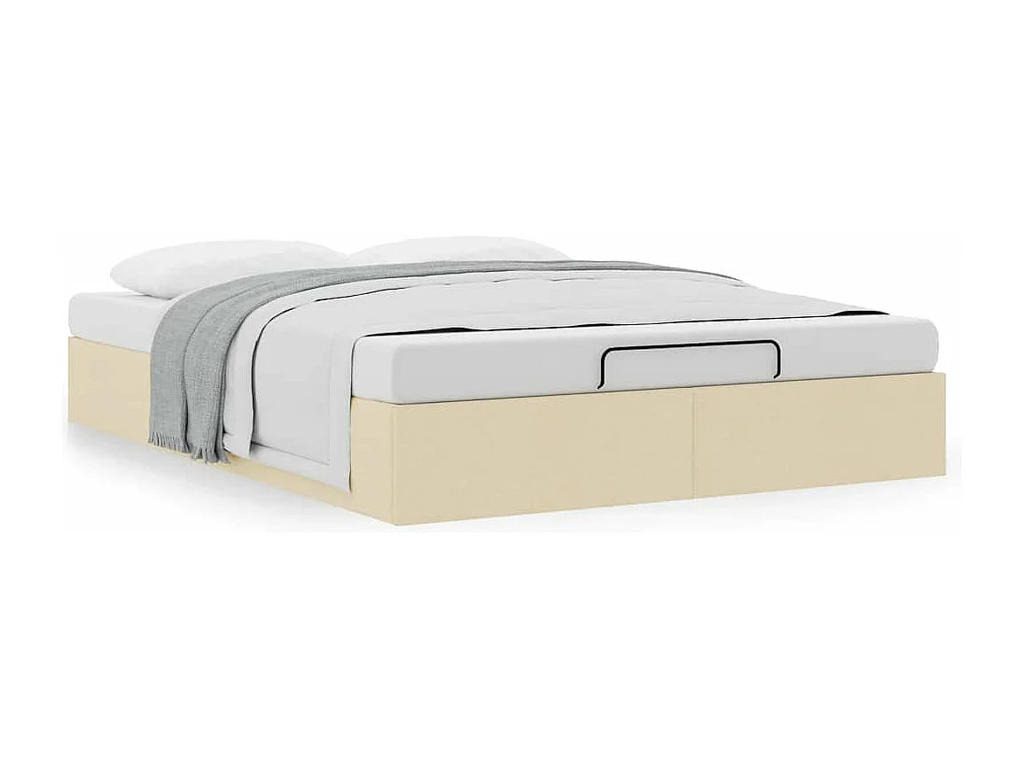 Estructura de cama otomana sin colchón tela crema 140x190cm
