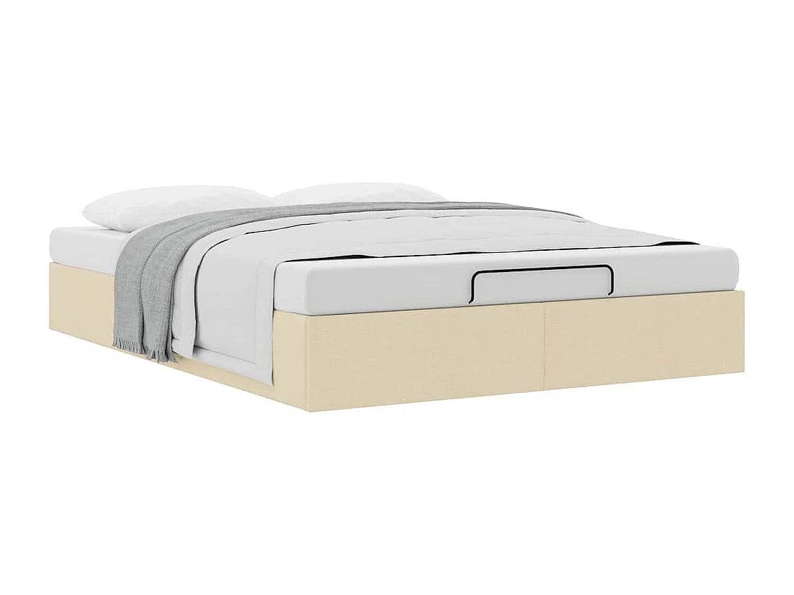Estrutura cama otomana sem colchão 140x190 cm tecido cor creme