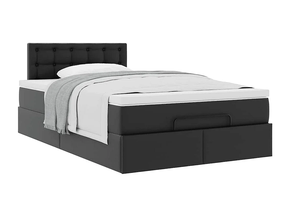 Cadre de lit ottoman avec matelas noir 120x200 cm similicuir